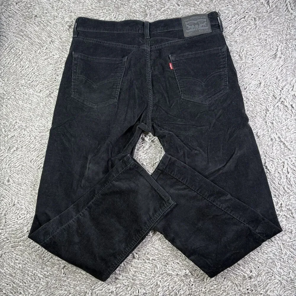 Levis 505 Corduroy Pants Mens 34x32 Black Preppy Chino Business Casual Textured